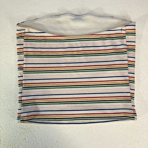 American Eagle Cropped Tube Top Women's Medium Striped Stretch Hippie Boho Rave - Picture 4 of 8